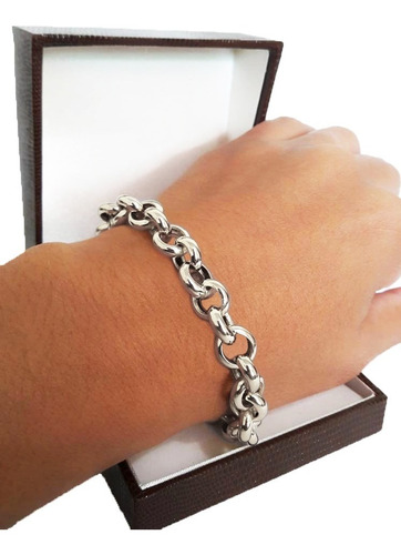 Pulseira Elo Português 15 Gramas 10mm Ouro Branco 18k
