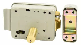 Cerradura Eléctrica/ACCESSPRO/Botón de Salida/Incluye Llave/Exterior/Izquierda/Color  beige - ACCESSRIMBL