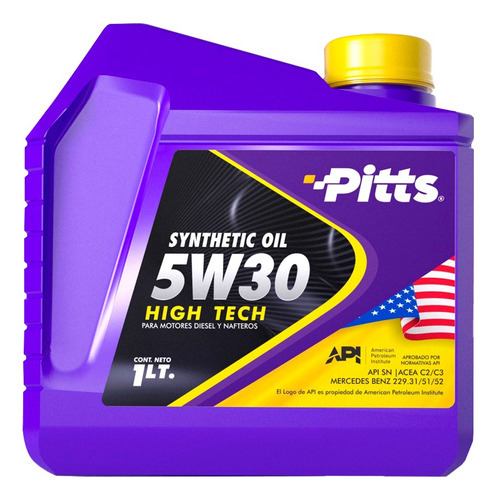 Aceite Sintético 5w30 Pitts 1 Litro Nafta Diesel