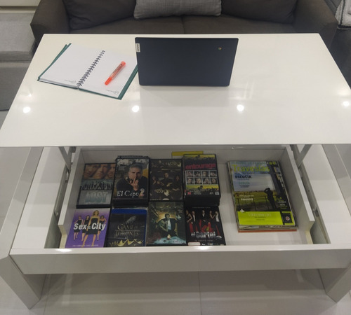 Mesa De Centro Plegable Multifuncional Moderna, Blanca Usada (Usado)