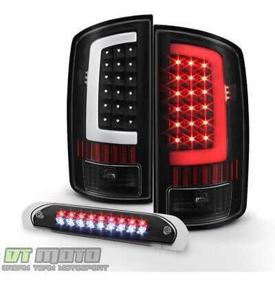 Blk 2002-2006 Dodge Ram 1500 Led Tube Tail Lights+led 3rd 