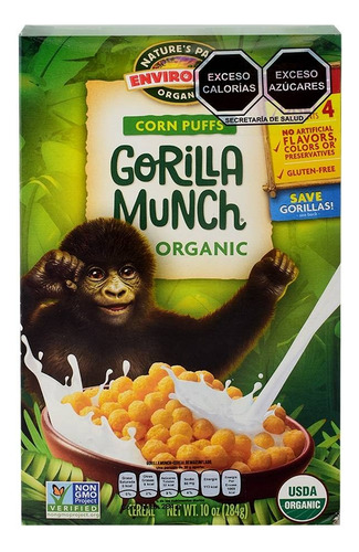 3 Pzas Cereal Nature's Path Organic Envirokidz Gorilla Munch