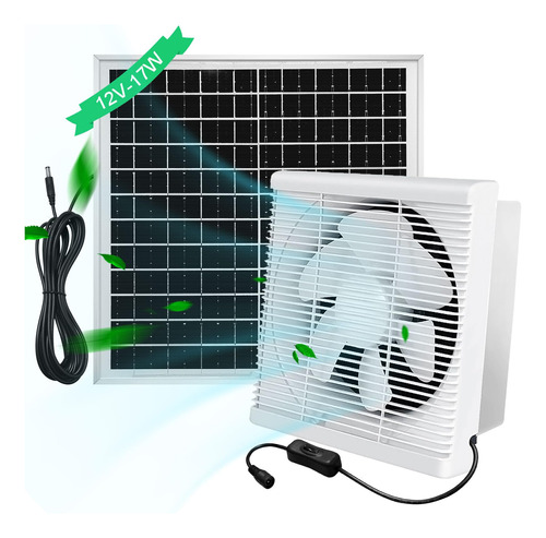 Ventilador Escape Solar 17 W Para Invernadero Cobertizo