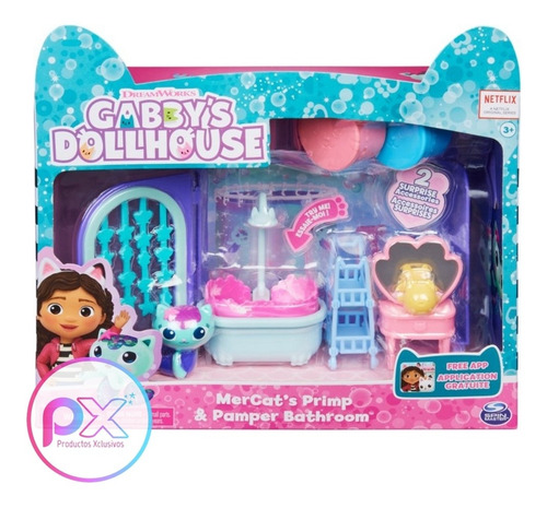 Gabby's Dollhouse Primp And Pamper Baño Con Figura De Mercat