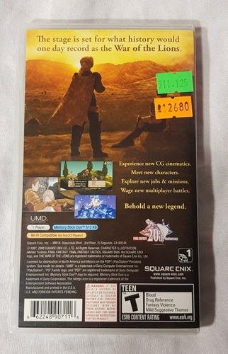Juego Final Fantasy Tactics The War Of The Lions Psp Físico