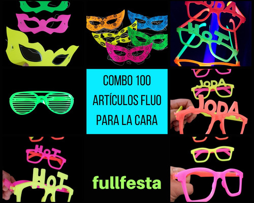 Combo 100 Art- Fluo Para La Cara- Cotillón Fluo-fiesta-upd
