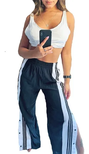 Calça pantalona fenda listra botões laterais anita jogger sales