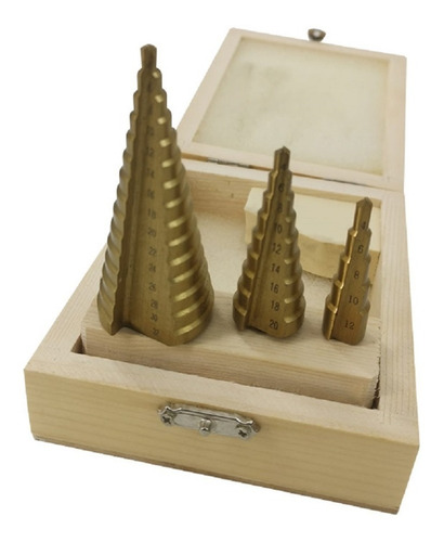 Set Kit Mecha Escalonada Conica Titanio Taladro Metal Barovo