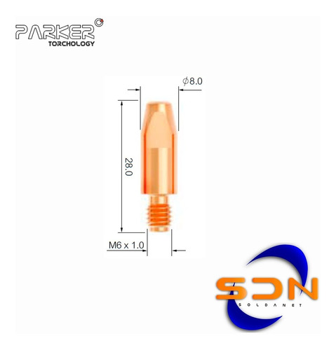 Tubo De Contacto Mig M6 L28 Para Torcha 250 Parker