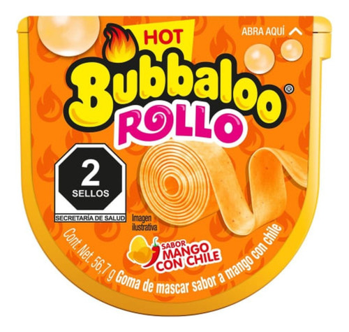 4 Pzas Dulce Chicle Bubbaloo Rollo Mango Con Chile 56.7g