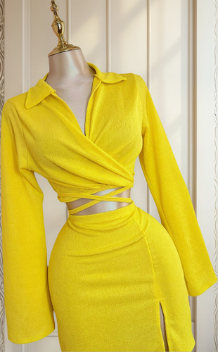 Conjunto Amarillo Para Dama Verano Unitalla Amarillo Lisa Unitalla