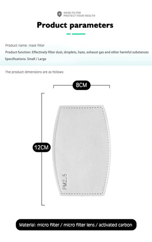 5 Filtros Pm2.5 Para Tapabocas