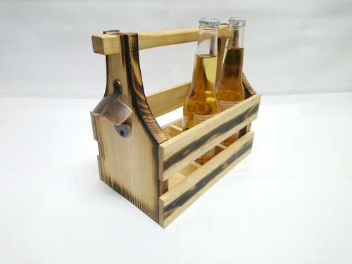 Caja De Madera Semi Rústico Para 6 Botellas De Cervezas