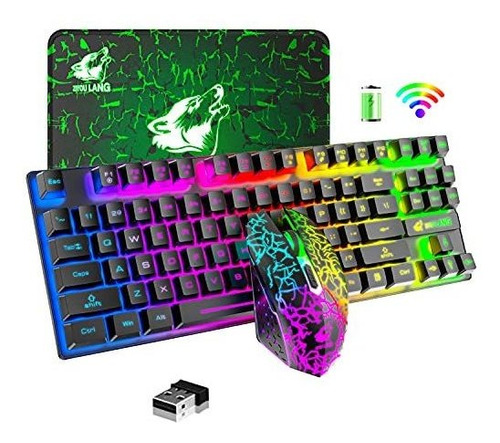 Teclado Inalámbrico De Juego Y Mouse Combo,rainbow 1v8t9