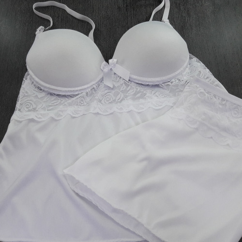 Baby Doll Feminino Rendado Com Bojo - Short Doll Rendado