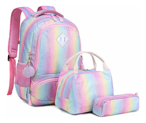 Meisohua Kids School Rainbow Glitter Mochila Con Bolsa De Al