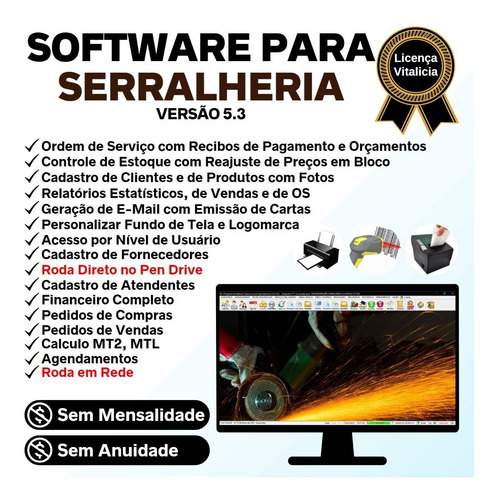 Software Ordem De Serviço Serralheria Vendas Financeiro V5.3