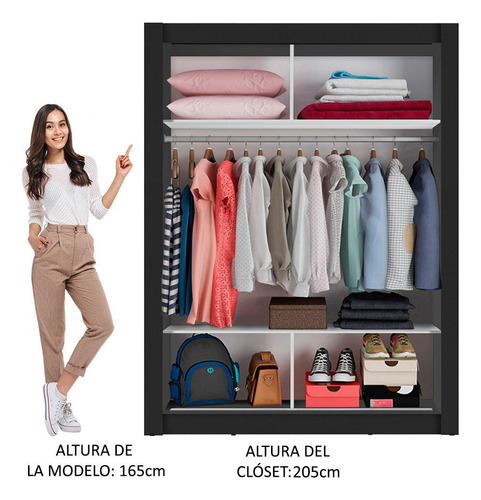 Ropero Closet Madesa Denver 2 Puertas Com Espejo Nn