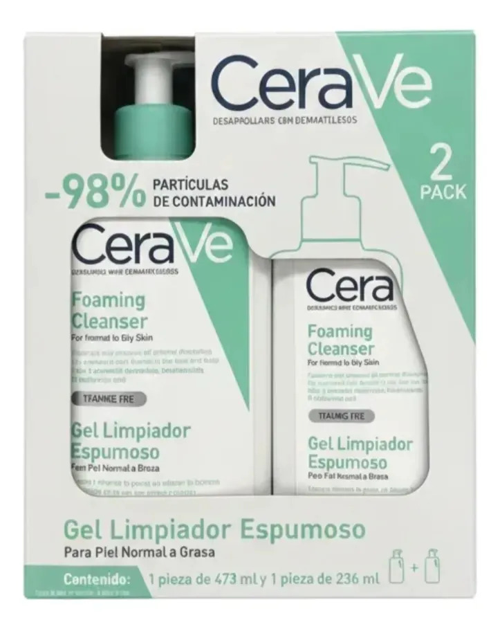 Pack Cerave Gel Limpiador Espumoso Con Ăcido Hyaluronico Normal A Grasa DĂa/noche