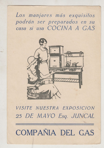 1920's Curiosa Tarjeta Publicidad Compañia Del Gas Uruguay