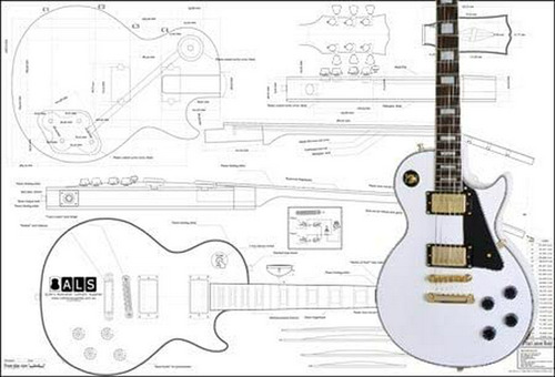 Caja Sólida De Guitarra E Plan De Les Paul Custom Electric G
