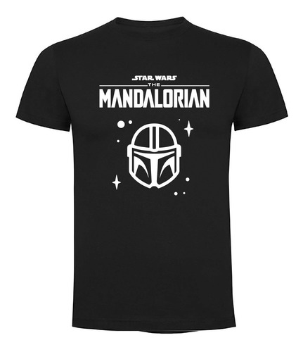 Polera The Mandalorian Star Wars Casco Algodón Color Negro