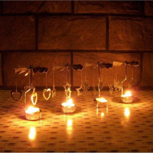 4x Decoración Navideña Portavelas Giratoria Tea Light