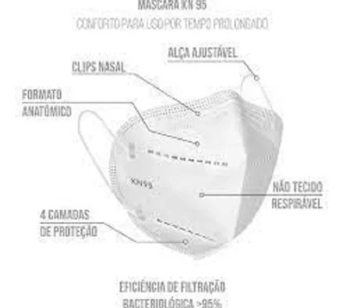 10 Máscaras Kn95 Branca Resistente Branco
