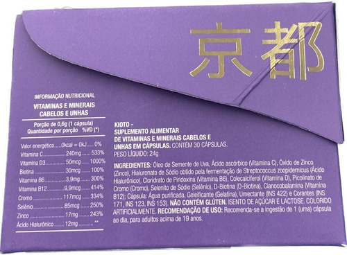 Kit 3 Kioto Super Cabelo E Unha 30+30 Cápsulas