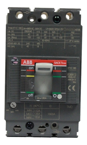 Interruptor Termomagnético Tmax Abb Xt1c 160 Tmd 160-1600 3p