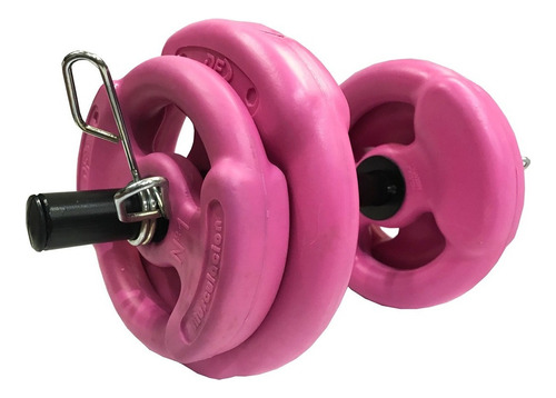 Mancuerna + 7 Kg En Discos Pvc Con Manijas Body Pesas Gym Df Color Rosa