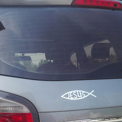 3d Auto Coche Jesús Aluminio Cromo Emblema 14,5x4cm, Plata