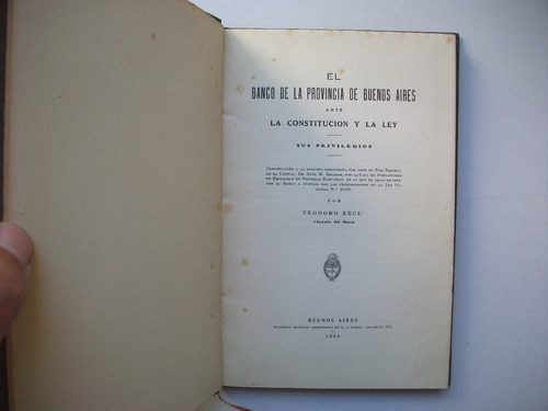 El Banco De La Provincia De Buenos Aires - Teodoro Becu