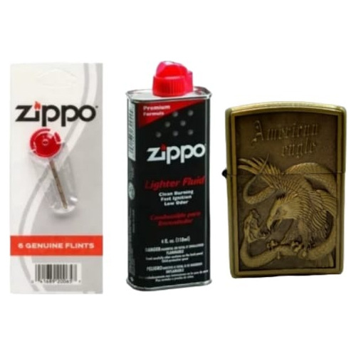 Kit Zippo / Gas, Piedra, + Encendedor Tipo Zippo Eagle