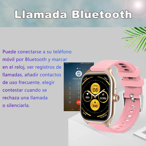 1.75'' Reloj Inteligente Mujeres Hombre Deportivo Llamada Bluetooth Color De La Correa Negro
