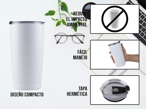 Imagen 5 de 10 de Vaso Termo Acero Inoxidable P/ Cafe 20oz Térmico Tapa Ce-t01