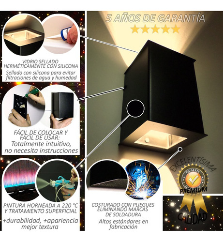 Lampara Exterior Bidireccional Pared Difusor Farol Apto Led
