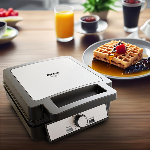 Waffle Maker Philco 5 Temperaturas 4 Waffles Pwm04a Cor Preto 127v