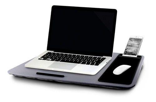 Mesa Para Laptop Acojinada Soporte Celular Con Mousepad Color Gris