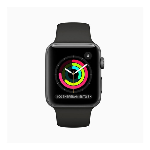 Imagen 2 de 6 de Apple Watch Series 3 (GPS) - Caja de aluminio gris espacial de 42 mm - Correa deportiva negro
