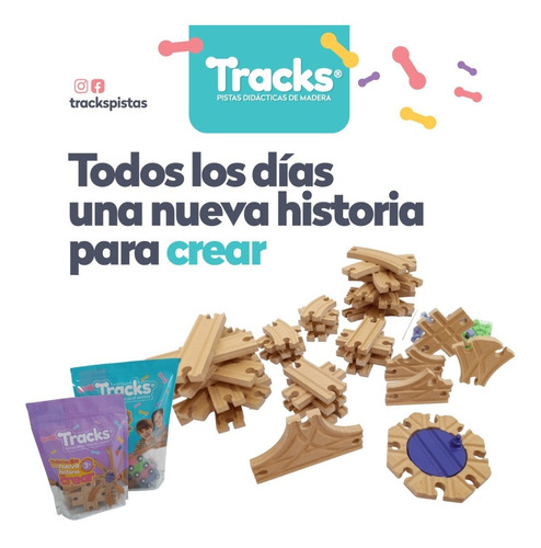 Imagen 3 de 10 de Tracks Pistas Pack 46 Vias De Madera + Cochera + Tren