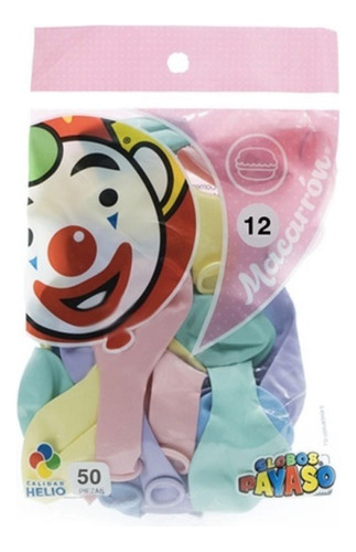 50pz De Globo Macarrón Payaso De 12pulgadas Colores Surtidos