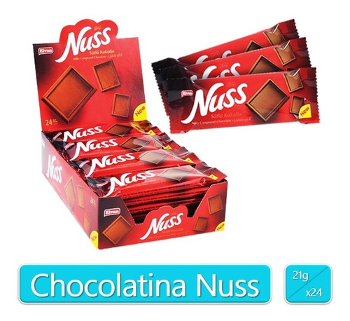 Chocolatina Con Centro Cremoso De Avellanas Nuss X24 Uds