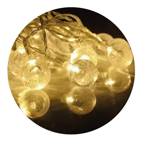 Guirnalda Led Bolitas Cristal Exterior Calida Con Enchufe