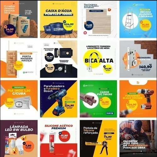 Imagem 7 de 10 de Pacote 290 Artes Material De Construção Templates Editáve
