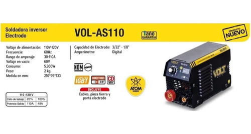 Mini Soldadora Inversor Volt Vol-as110 110a