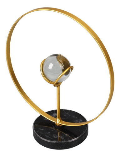 Círculo Decorativa De Metal Con Esfera De Vidrio  17x17cm