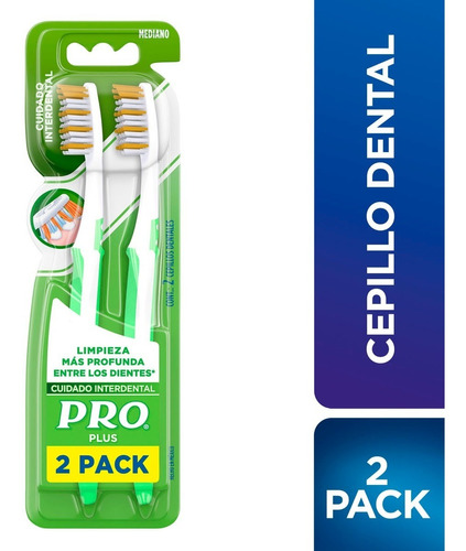 Cepillo Dental Pro Plus Cuidado Interdental Mediano 2x1