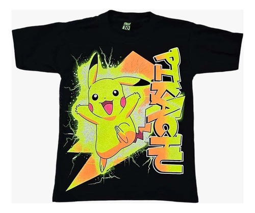 Remera Niño Pikachu 100% Algodón Brilla En La Oscuridad