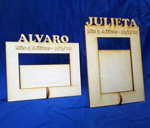 Imagen 4 de 4 de 25 Portaretratos Fibrofacil Con Nombre Personalizados 10x15